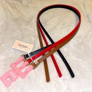 NWT JUICY COUTURE Faux Leather Thin Belt Trio